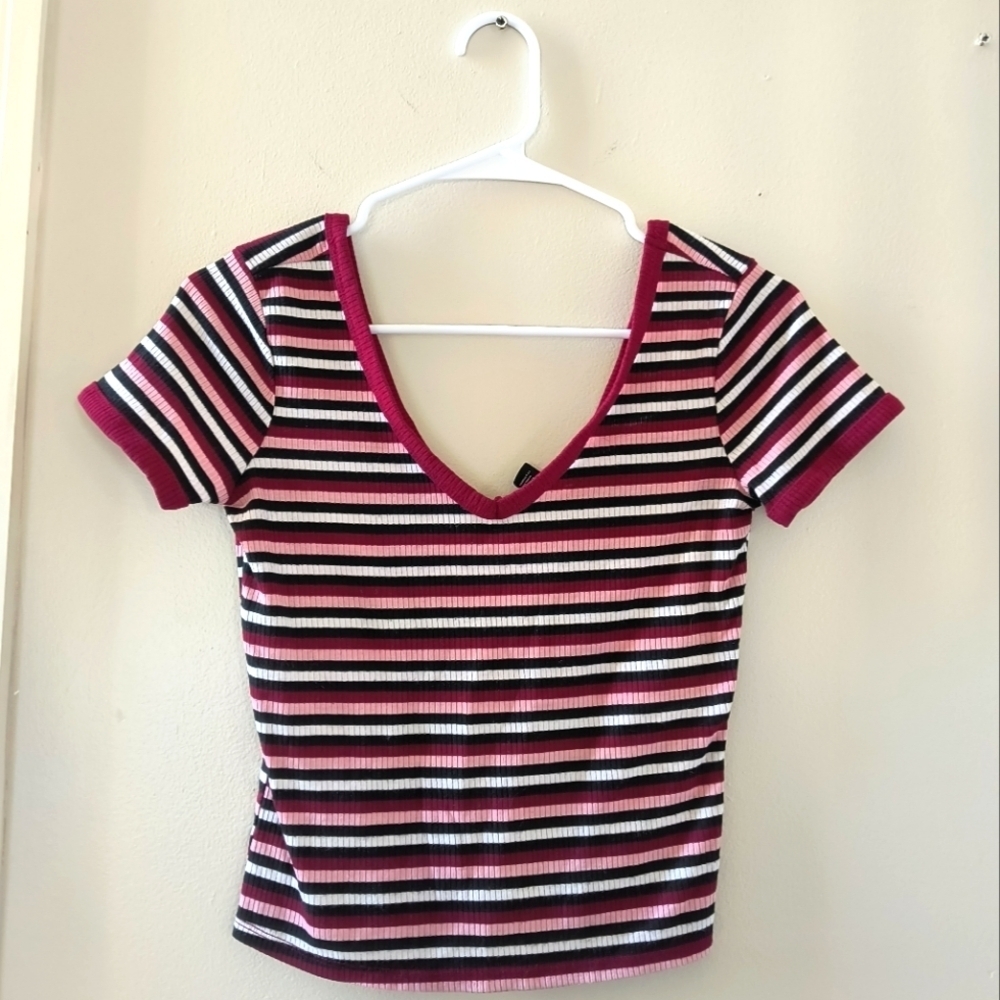 Striped V-Neck Women's Top